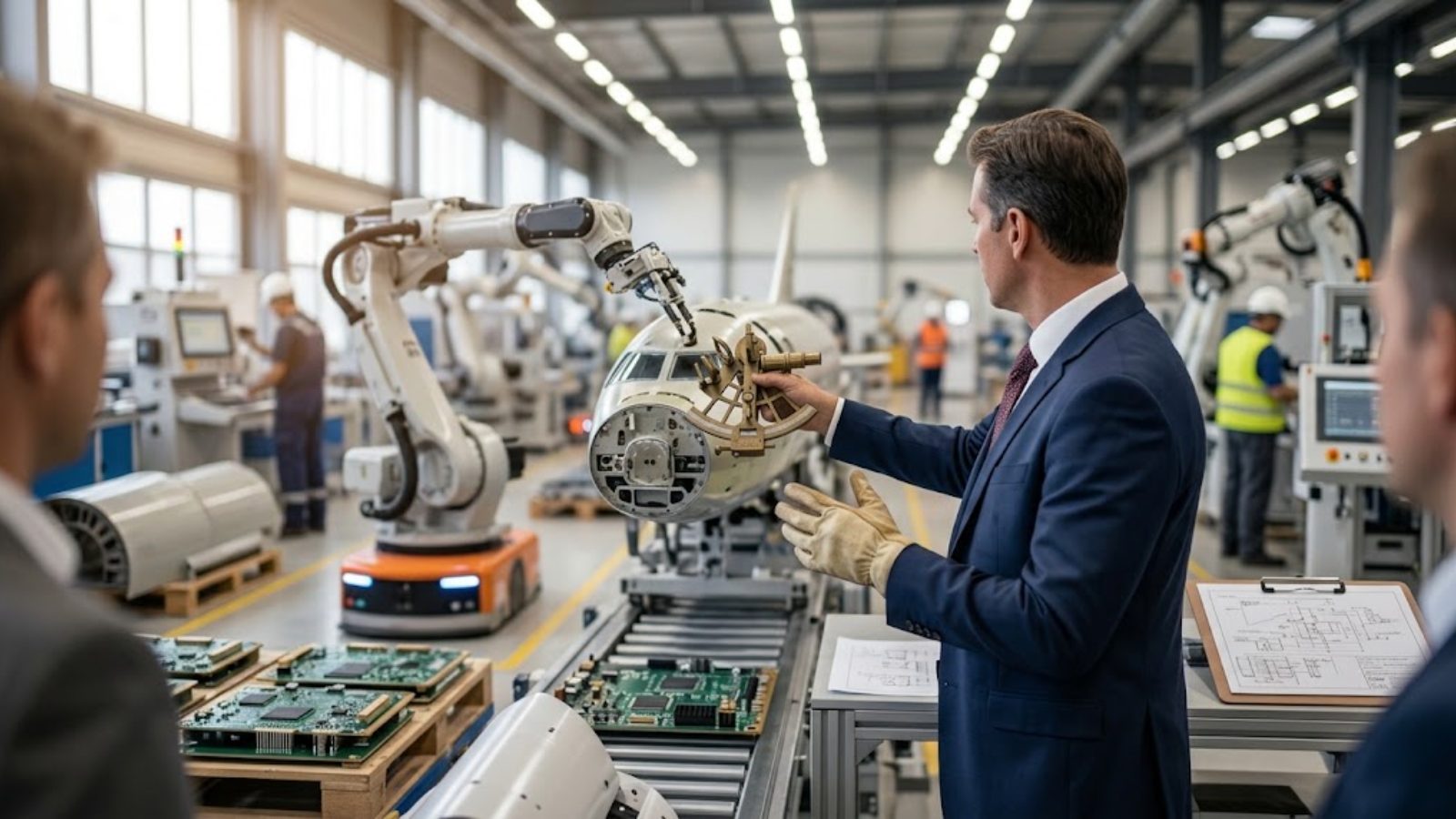 A factory floor with new assembly equipment under bright light
