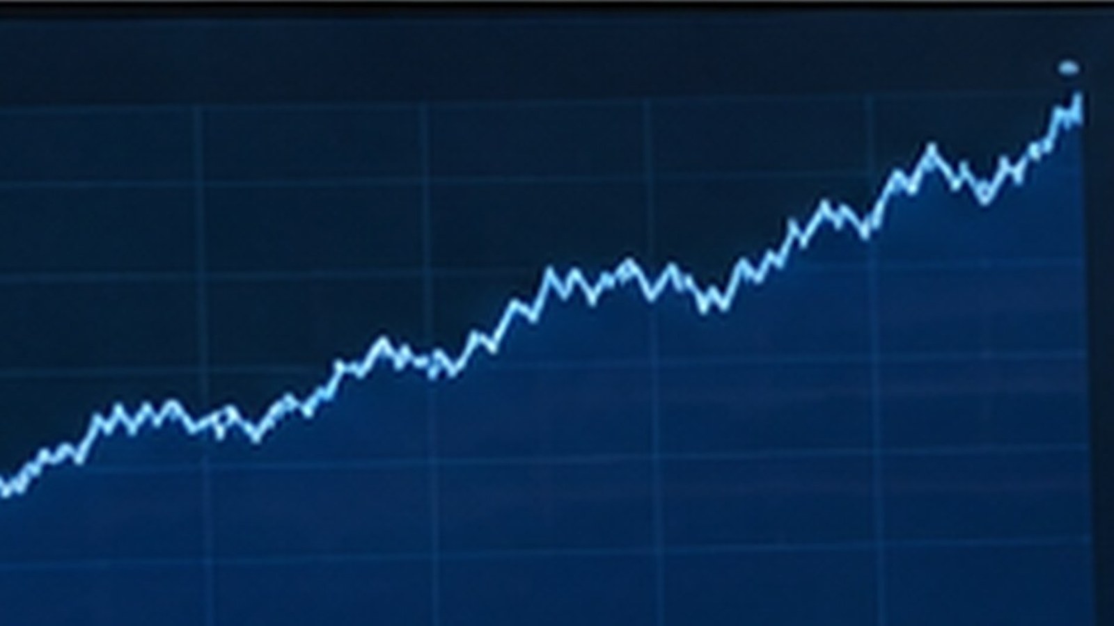 A single jagged blue line climbs from lower left to upper right across a dark screen grid.