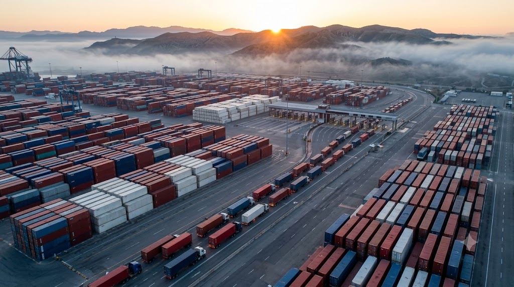 Cross-border trade at a North American port.