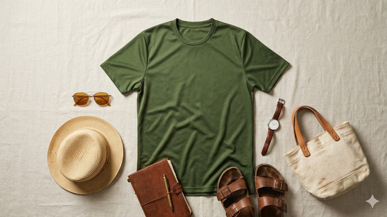 An assortment of classic Father's Day gifts arranged on a wooden table.