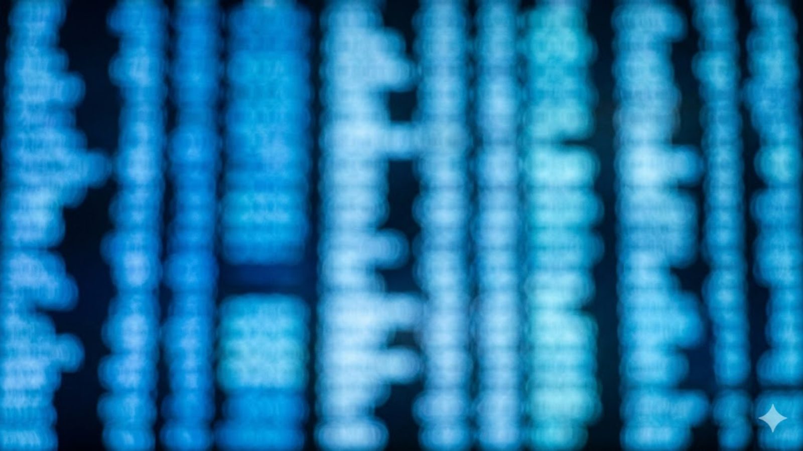 Abstract blurred lights of a stock-index board in cool blue.
